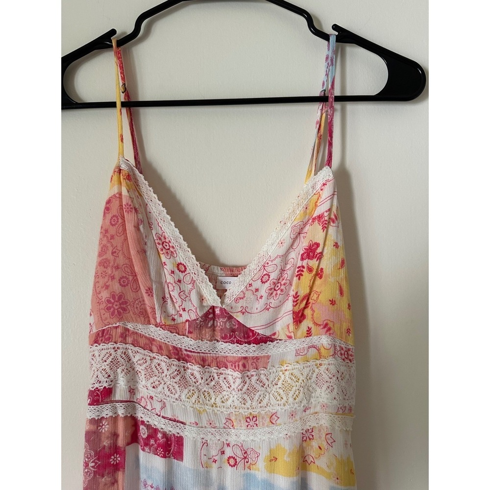 Coco + Jaimeson Pink Patchwork Lace Boho Maxi Dress Size Small Romantic Dreamy - Picture 4 of 5